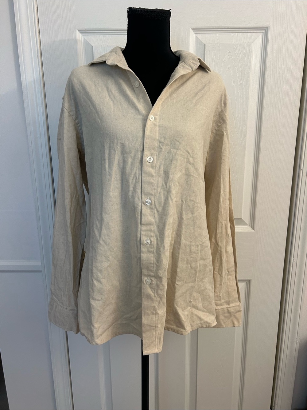 Lightweight Cream Button-Up Shirt